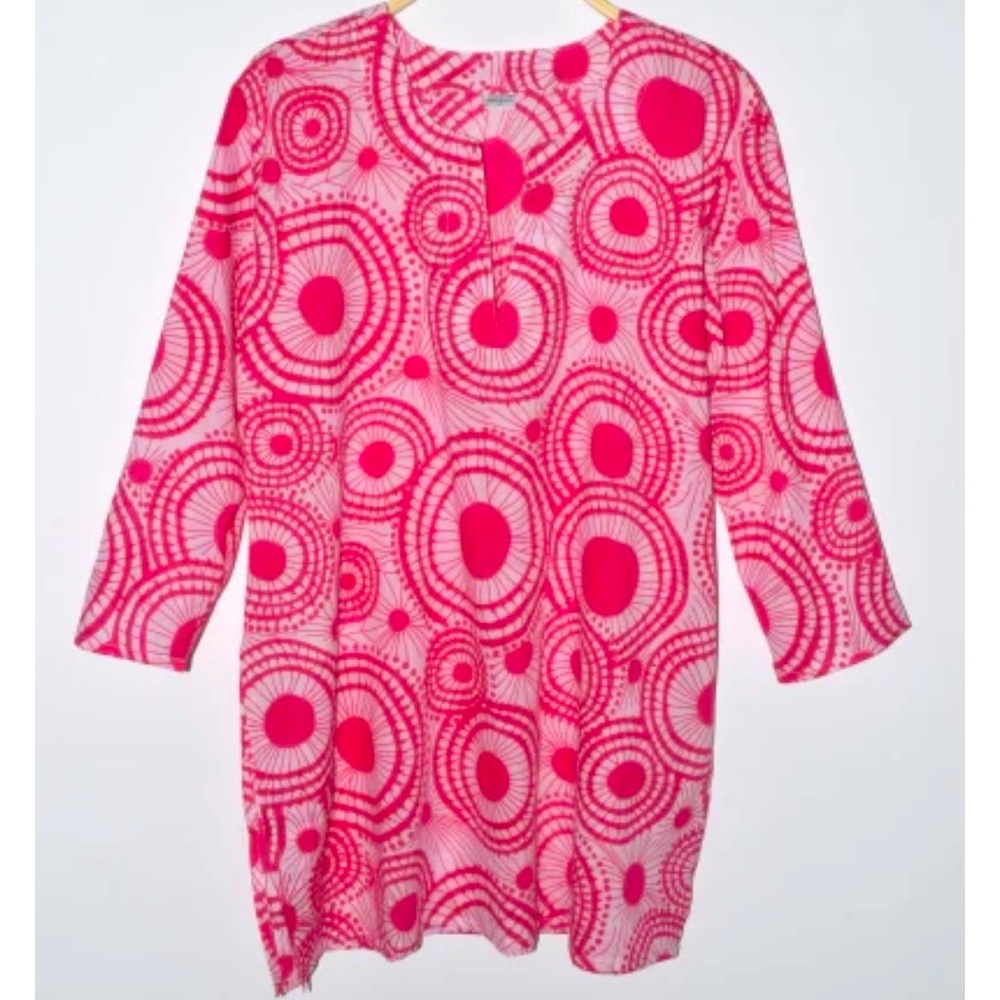 NWT Kurti Lightweight Cotton Gorgeous Print Tunic Top Batik Style Rich Pink XL